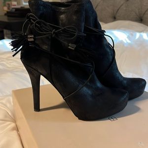 BCBG black suede half boot.